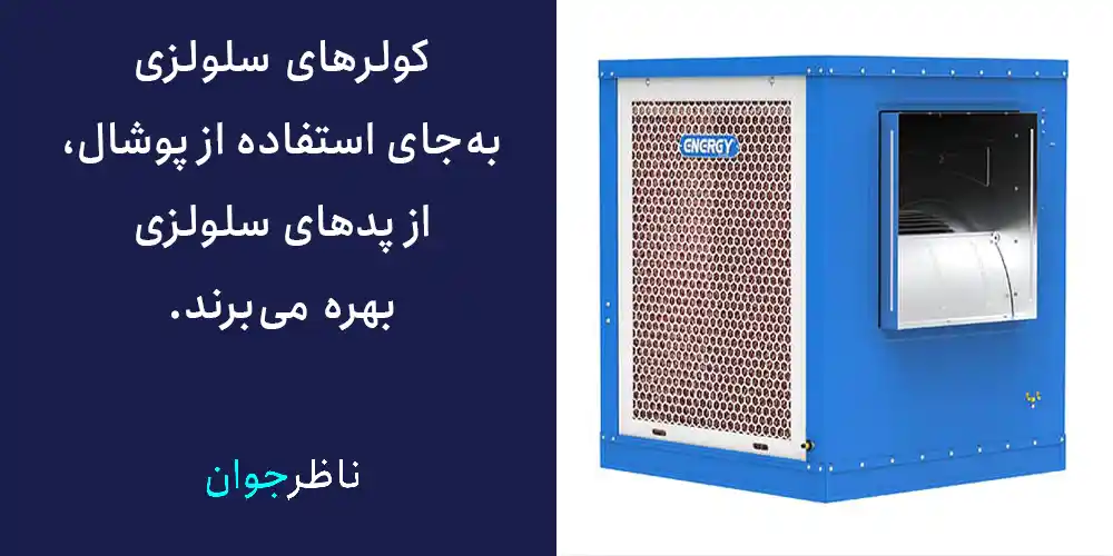 کولرهای سلولزی بهجای استفاده از پوشال، از پدهای سلولزی بهره میبرند.