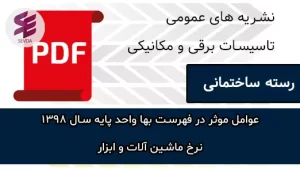 عوامل موثر در فهرست بها واحد پایه سال 1398 نرخ ماشین آلات و ابزار