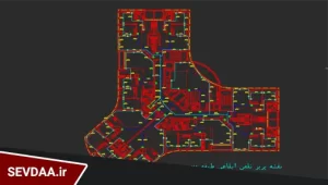 نقشه اتوکد سیستم تلفن برج دوقلو 27 طبقه
